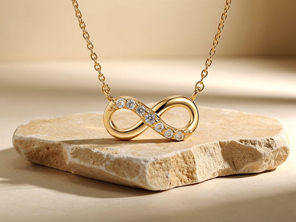 Cubic Zirconia Gold Plate Infinity 16" Necklet
