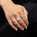 Crescent Moon and Star Ring with Cubic Zirconia