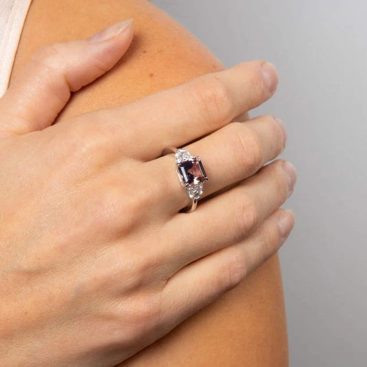 Square Cut Trilogy Ring