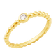 Golden Beaded Cubic Zirconia Solitaire Ring