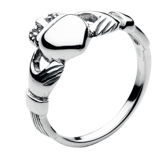 Heritage Celtic Small Irish Claddagh Ring on white background