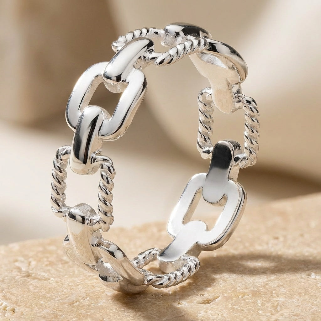 Silver Chain Link Ring