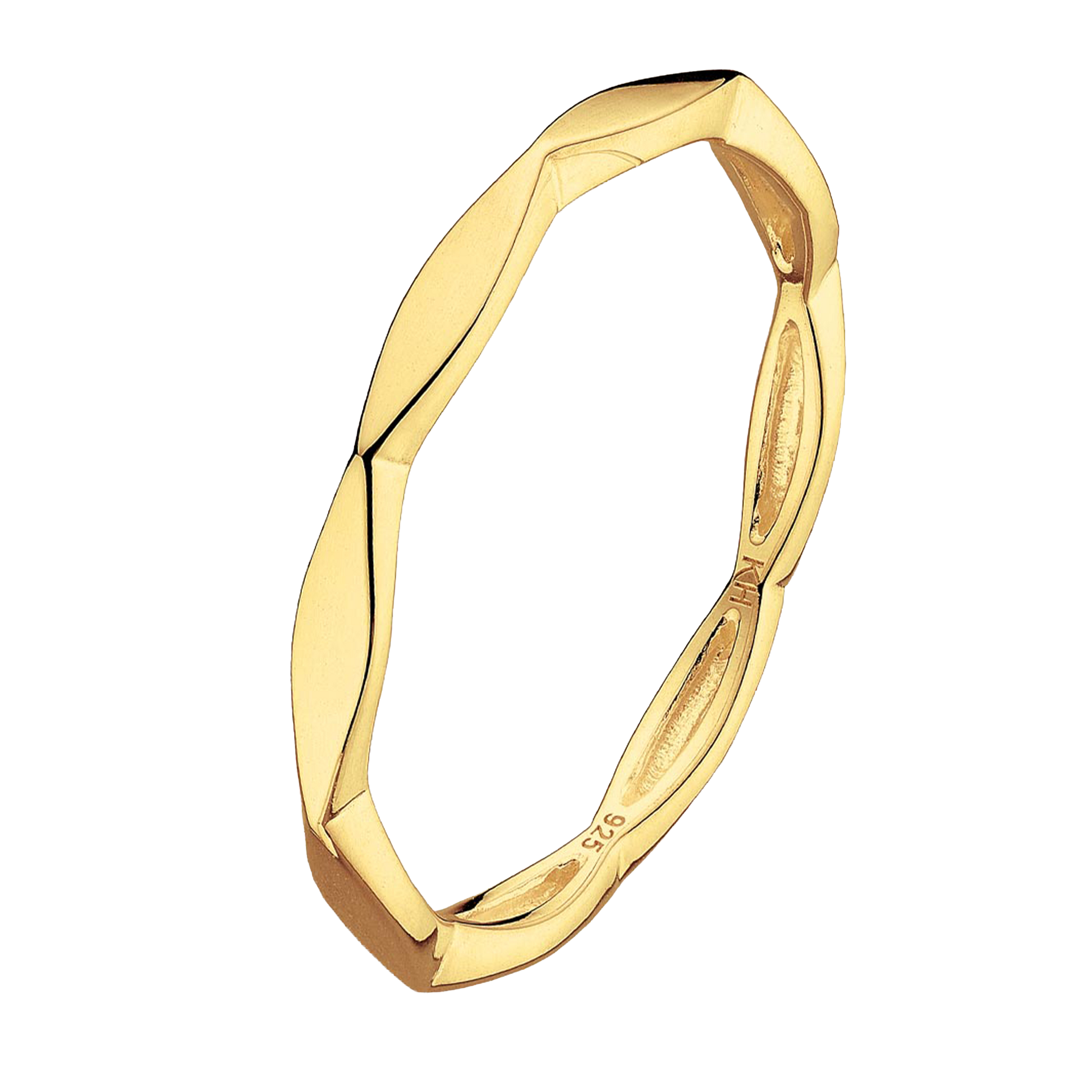 Golden Round Octagonal Ring