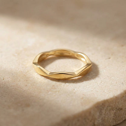 Golden Round Octagonal Ring