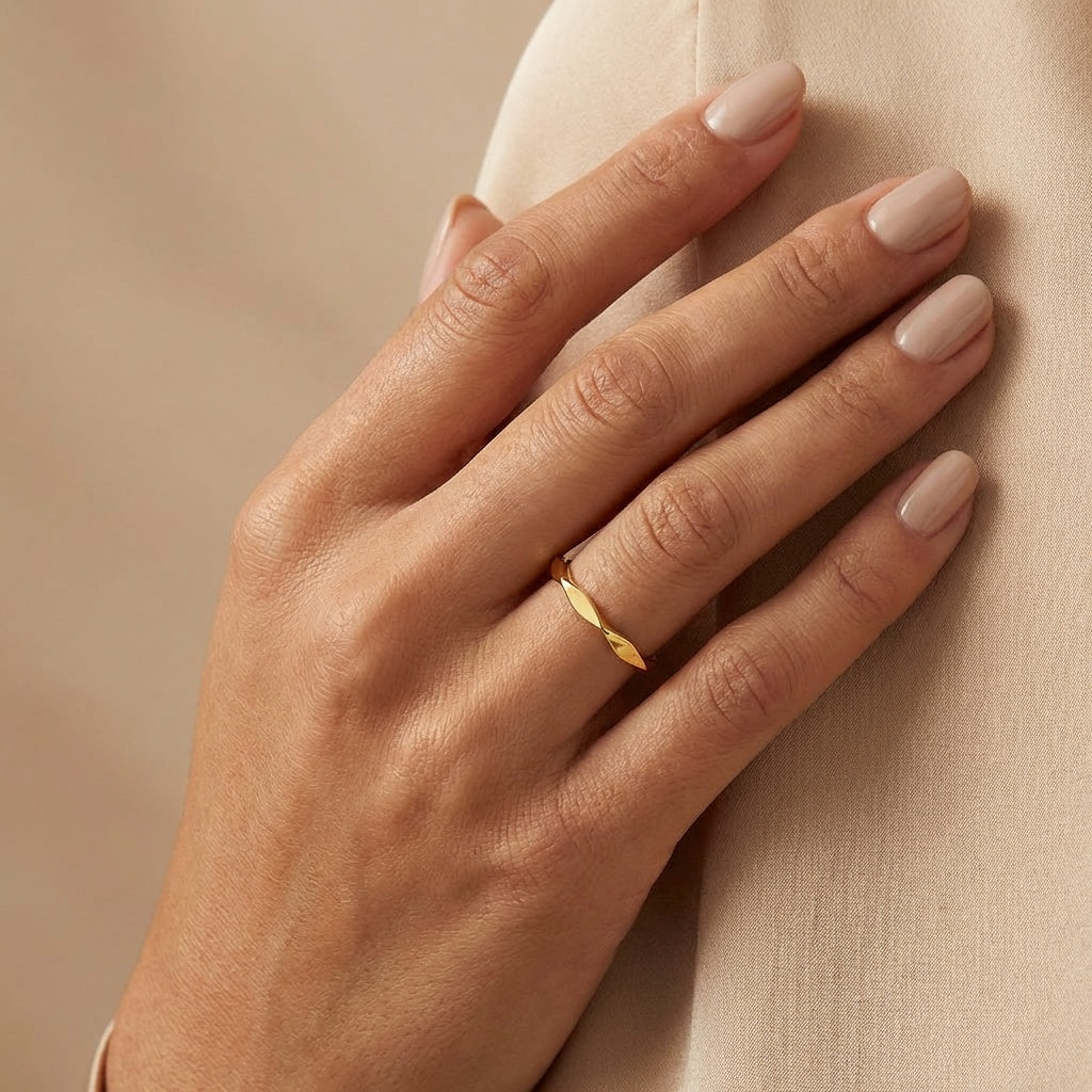 Golden Round Octagonal Ring