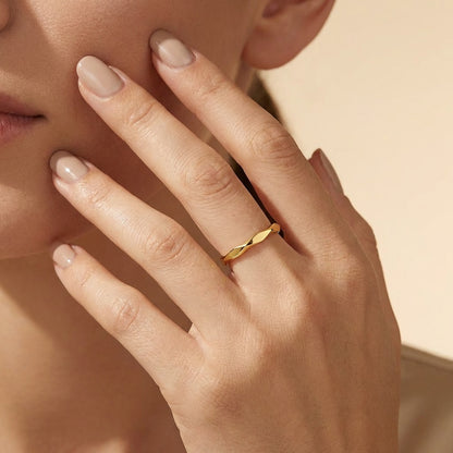 Golden Round Octagonal Ring