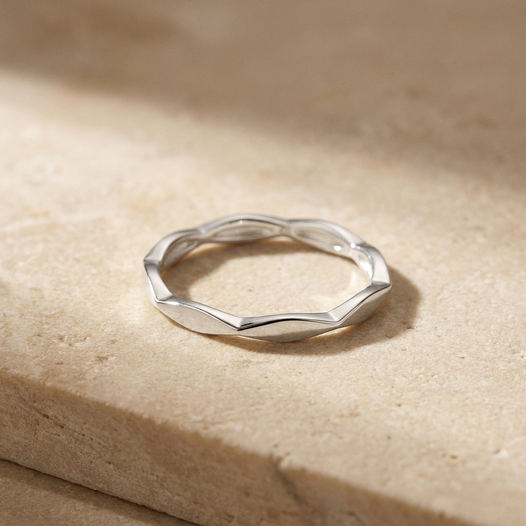 Silver Round Octagonal Ring