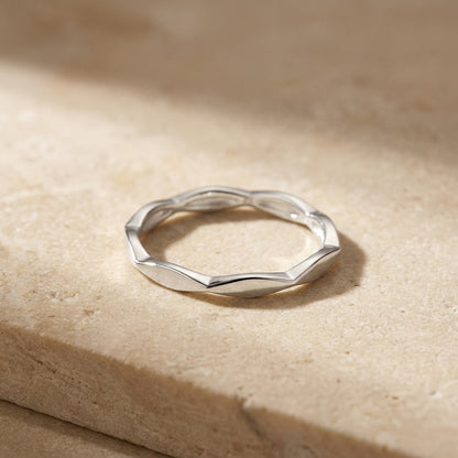 Silver Round Octagonal Ring