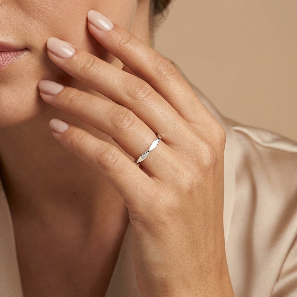 Silver Round Octagonal Ring