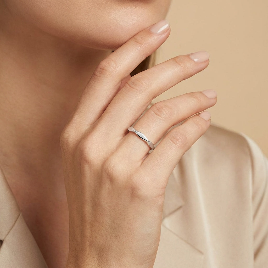 Silver Round Octagonal Ring