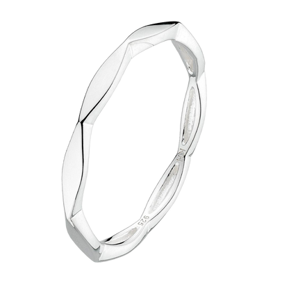 Silver Round Octagonal Ring