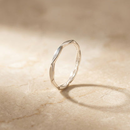 Silver Round Octagonal Ring