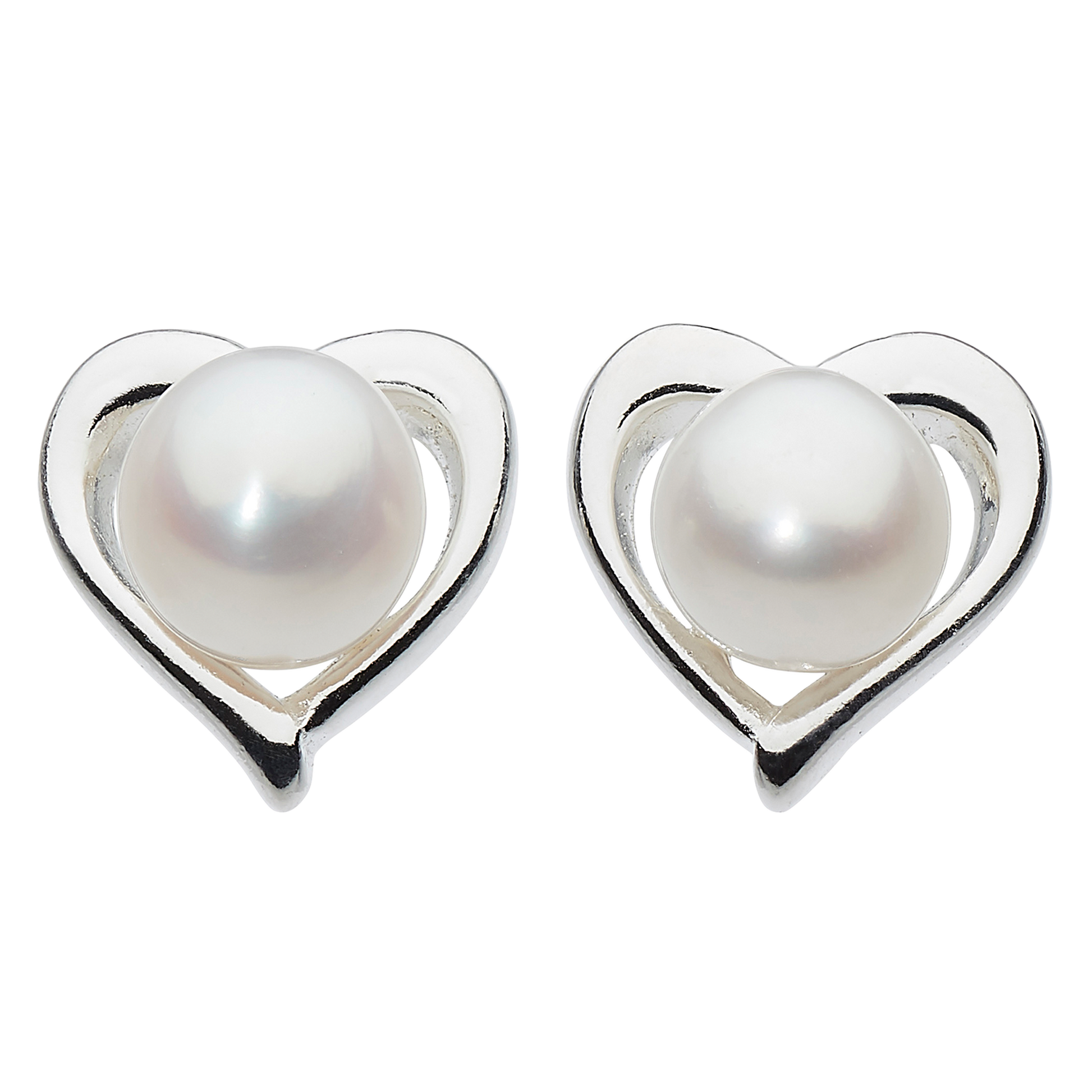 Lustre Small Heart Freshwater Pearl Stud Earrings