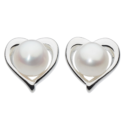 Lustre Small Heart Freshwater Pearl Stud Earrings