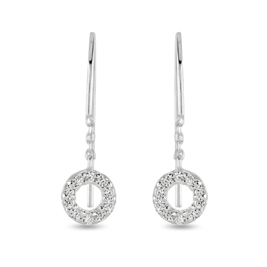 Open Cubic Zirconia Mini Circle Drop Earrings