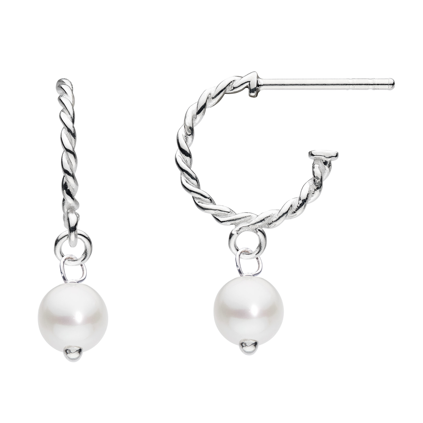 Freshwater Pearl Rope Style 12mm Semi Hoop Earrings