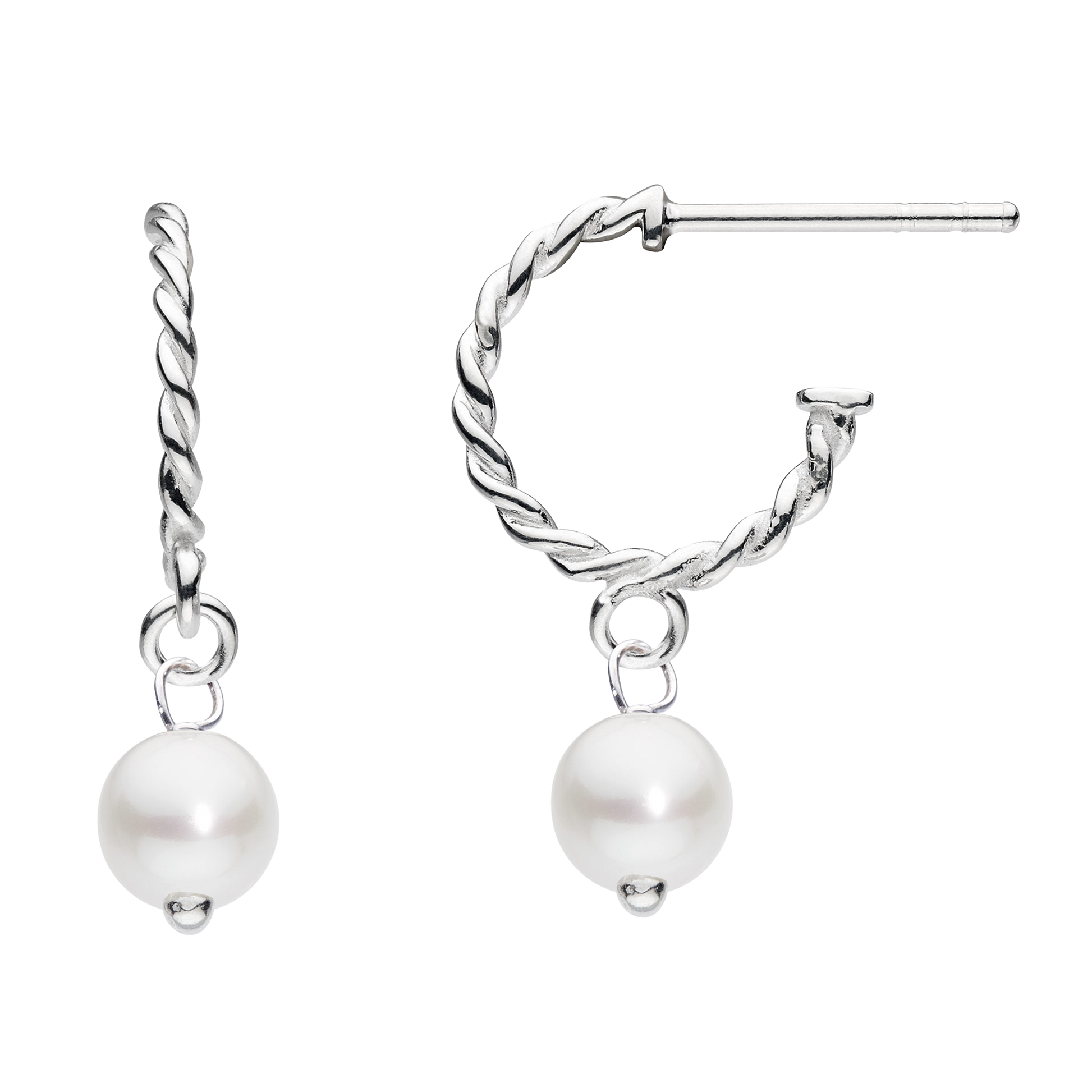 Freshwater Pearl Rope Style 12mm Semi Hoop Earrings