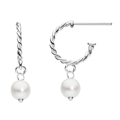Freshwater Pearl Rope Style 12mm Semi Hoop Earrings