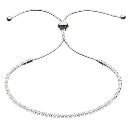 Silver necklace with clear stones on a white background