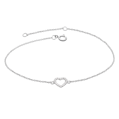 Open Heart Cubic Zirconia Bracelet on a white background