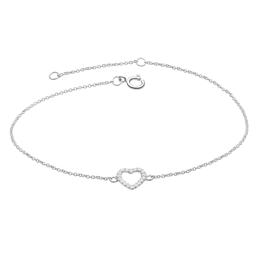 Open Heart Cubic Zirconia Bracelet on a white background