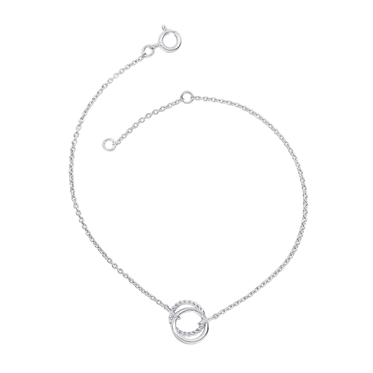 Double Open Circle Linking Rope Twist-8” Bracelet on a white background