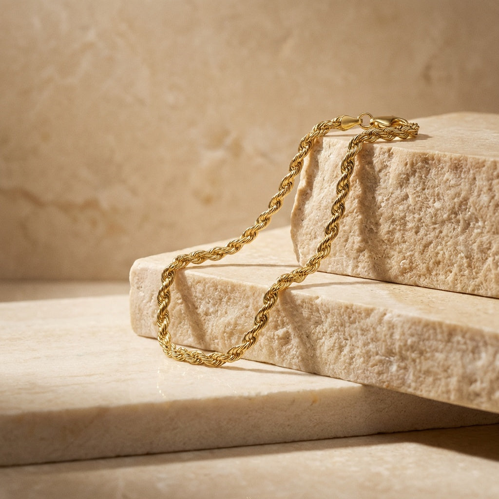 Golden Gold Plate Rope Twist Bracelet