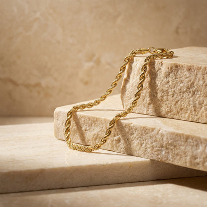 Golden Gold Plate Rope Twist Bracelet