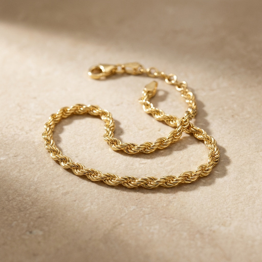 Golden Gold Plate Rope Twist Bracelet