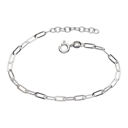 Silver chain bracelet on a white background