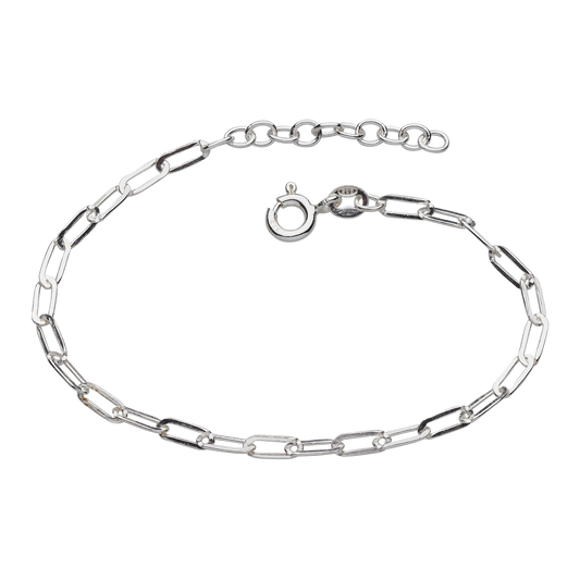 Silver chain bracelet on a white background