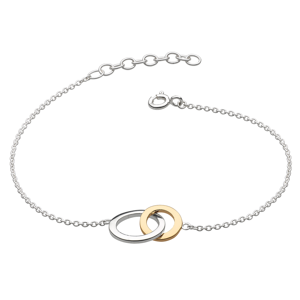 Linked Circle Gold Plate Bracelet on a white background