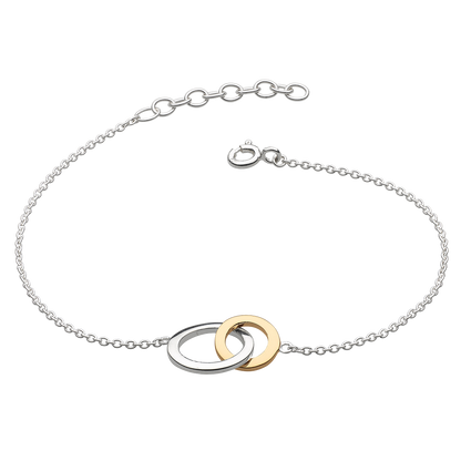 Linked Circle Gold Plate Bracelet on a white background