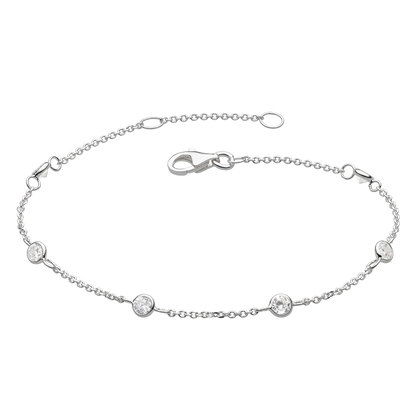 Silver Cubic Zirconia Scattered Chain Bracelet