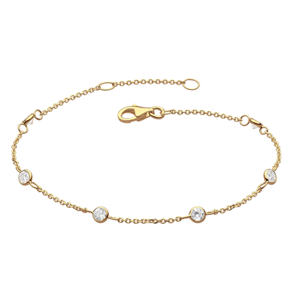 Golden Cubic Zirconia Gold Plate Station Chain Bracelet