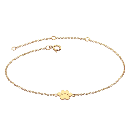 Gold Plate Paw Print 8” Bracelet on a white background