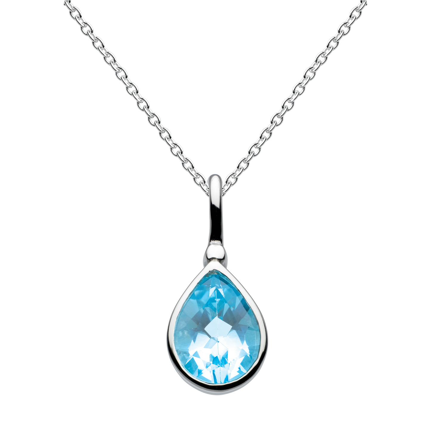 Spectrum Blue Topaz Tear Drop Pendant