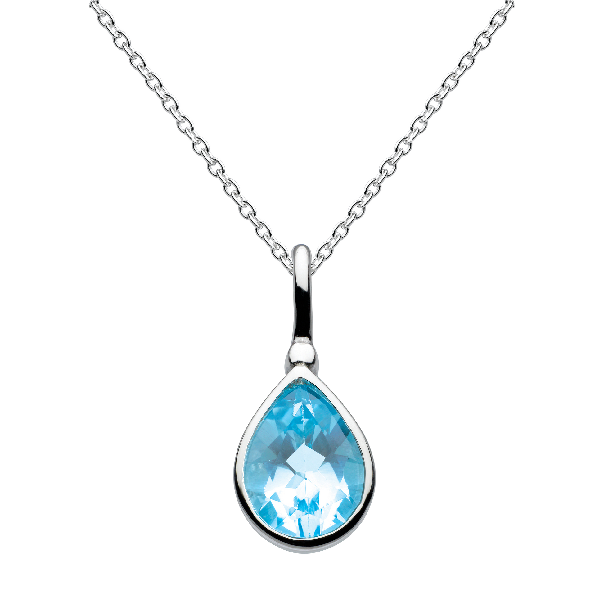 Spectrum Blue Topaz Tear Drop Pendant