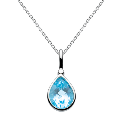 Spectrum Blue Topaz Tear Drop Pendant