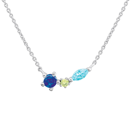 Spectrum Blue Cubic Zirconia Trio 18” Necklet on a white background