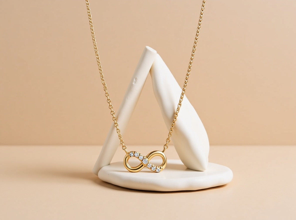 Cubic Zirconia Gold Plate Infinity 16" Necklet