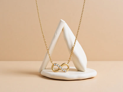 Cubic Zirconia Gold Plate Infinity 16" Necklet