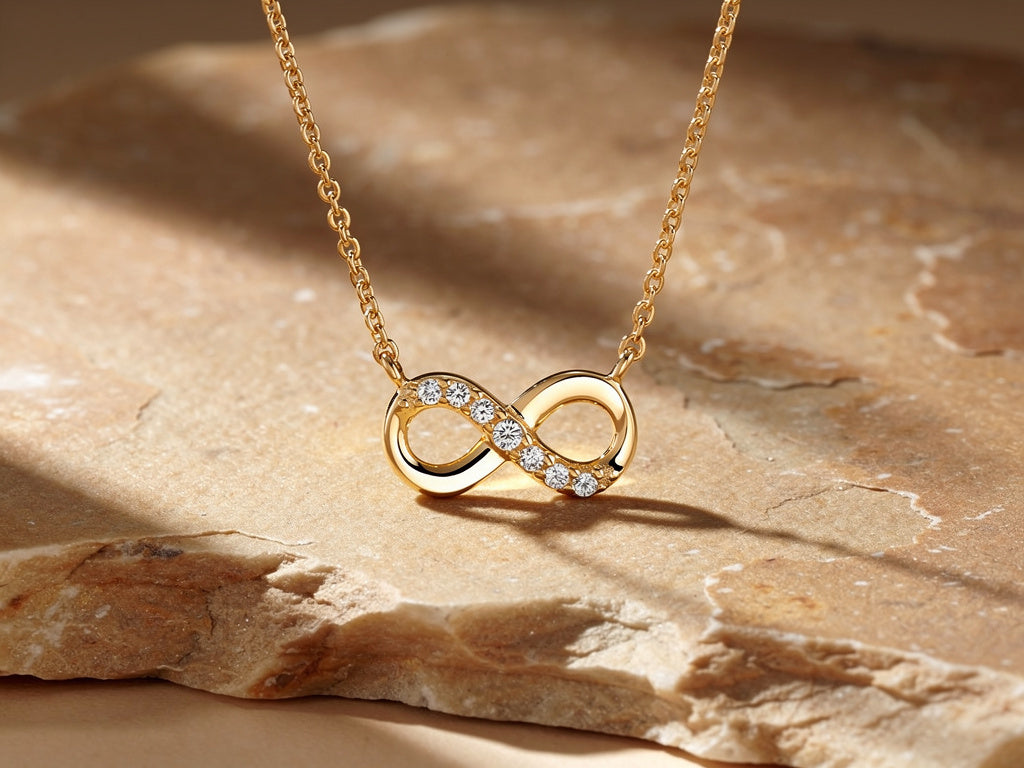 Cubic Zirconia Gold Plate Infinity 16" Necklet