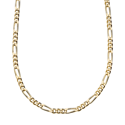 Golden Gold Plate Figaro Chain 18” Necklace on a white background