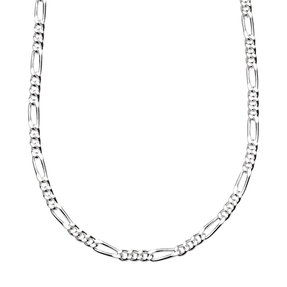 Silver chain necklace on a white background