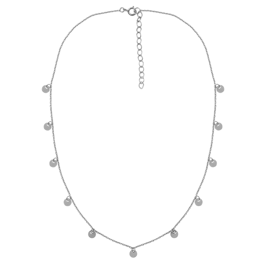 Coin Charm Station Silver 18” Necklace on a white background