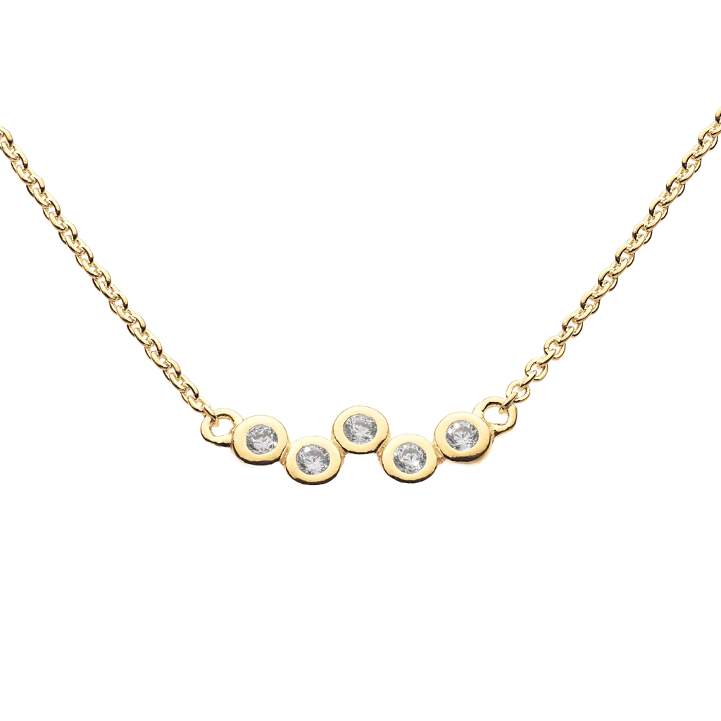 Golden Cubic Zirconia Gold Plate Scatter 18” Necklet on a white background