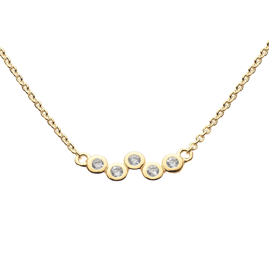 Golden Cubic Zirconia Gold Plate Scatter 18” Necklet on a white background