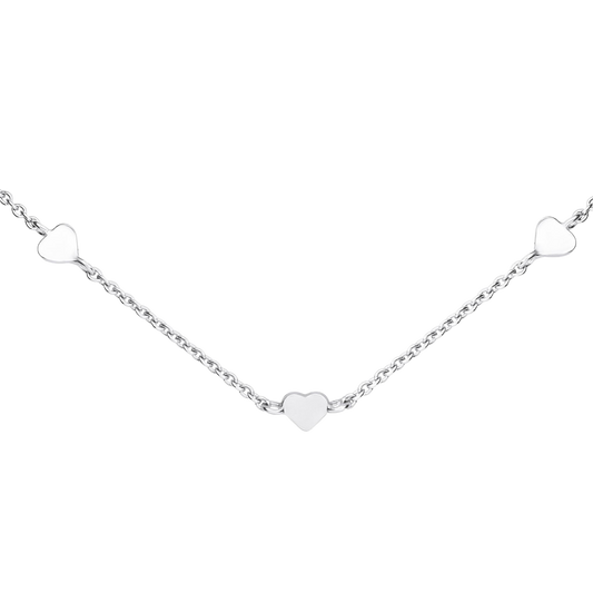 Heart Station 18” Silver Necklace on a white background
