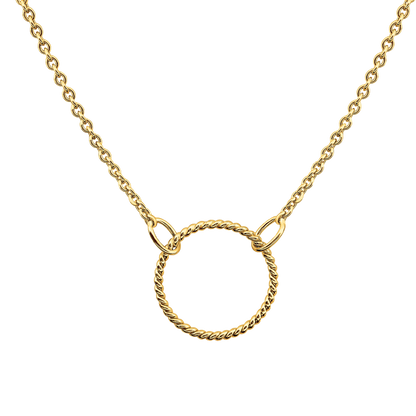 Golden Open Circle Rope Twist 18” Necklet on a white background